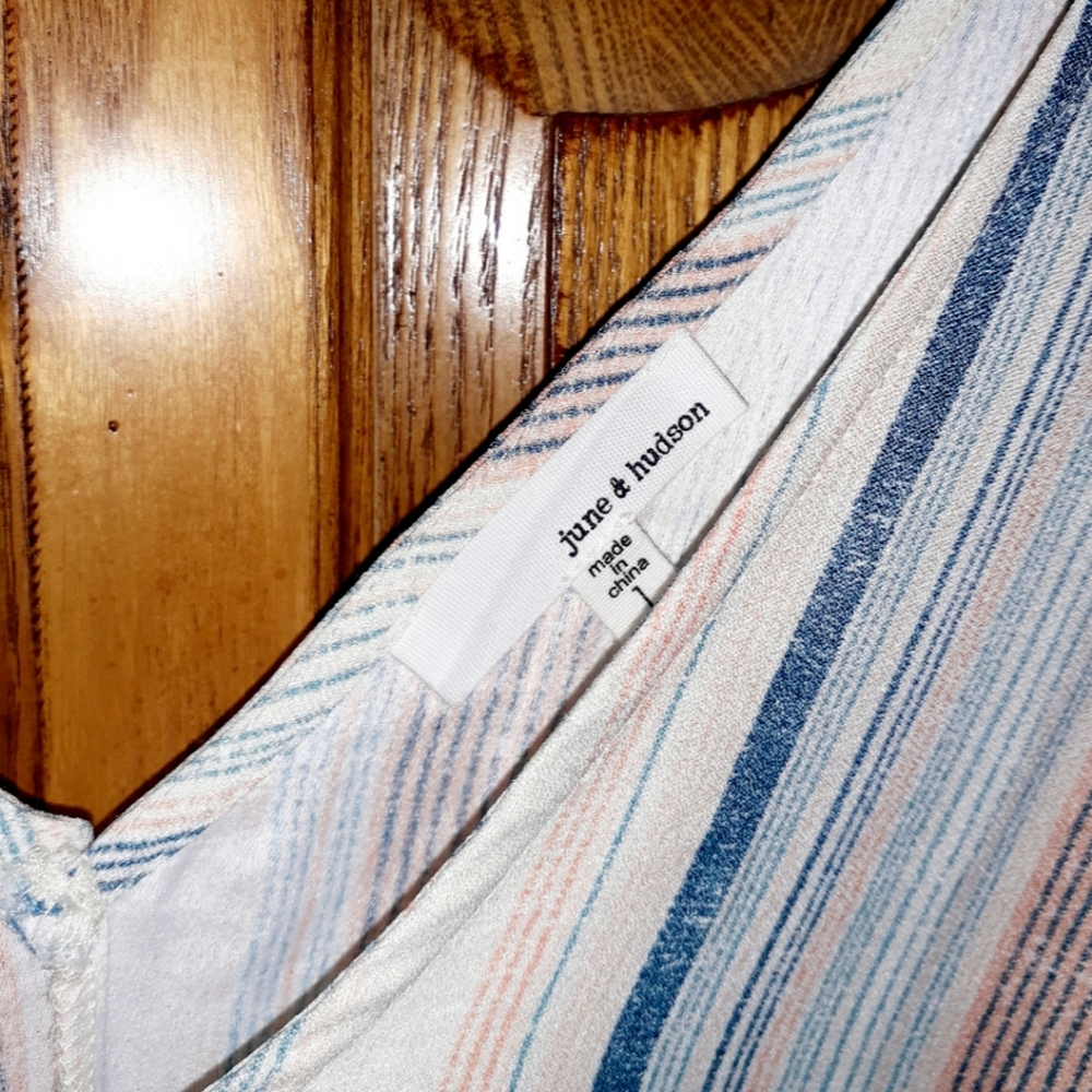 June & Hudson | Short Sleeve Stripe Print Jumpsuit - Picture 9 of 10
